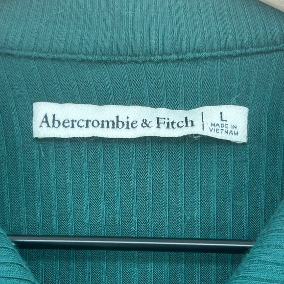 Abercrombie &‎ Fitch Forest Green Long Sleeve Ribbed Shirt Dress In Size L - Picture 3 of 10